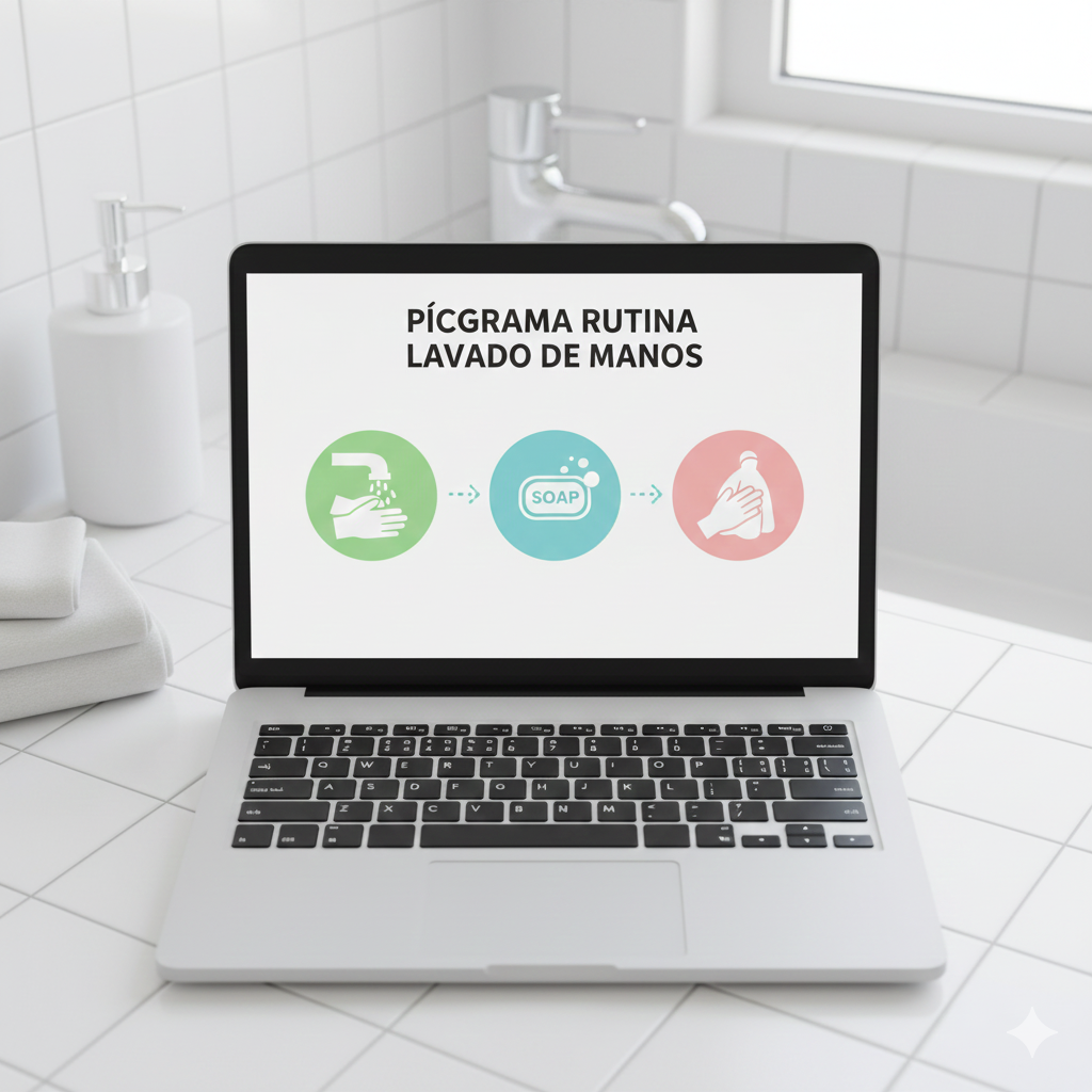 PICTOGRAMA DE RUTINA PARA EL LAVADO DE MANOS